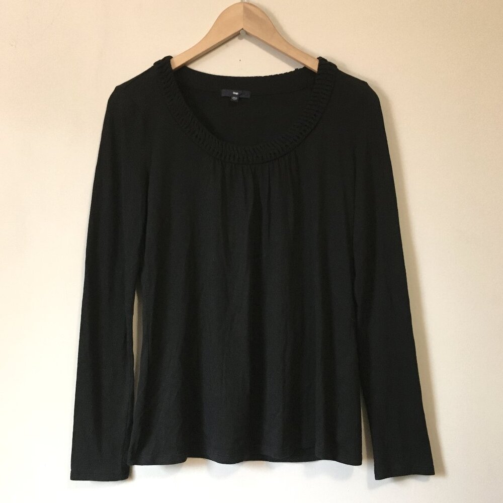 GAP Cotton Modal Long Sleeve Ruched Collar Top